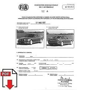 1997 BMW M3 3.2 (E36) FIA homologation form PDF download